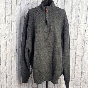 JOSEPH A BANK Dark Gray Men's Lambs Wool 1/4‎ Zip Sweater XL